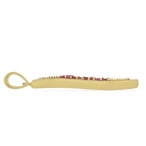  GENUINE GLASS-FILLED RUBY GEMSTONE BRASS PENDANT